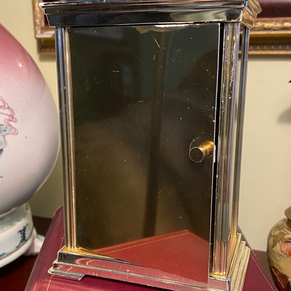 Vintage Bulova Silver and Black Carriage Desk Mantel Clock West Germany 7" - Picture 5 of 7